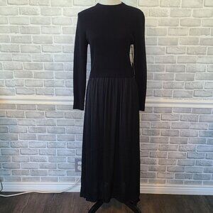 Simply Vera Wang Black Sweater Top Dress Flowy Skirt Staple Basic Gilmore NEW L